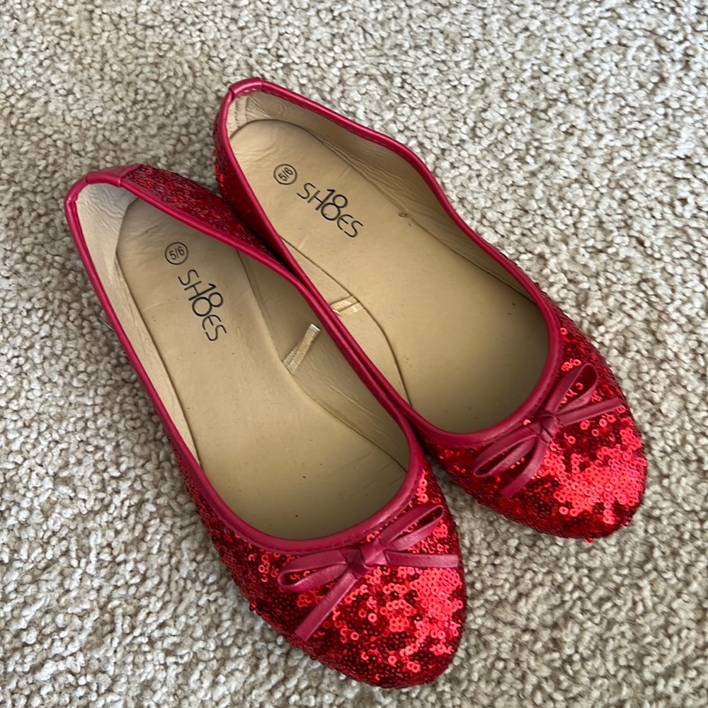Red sequin slippers